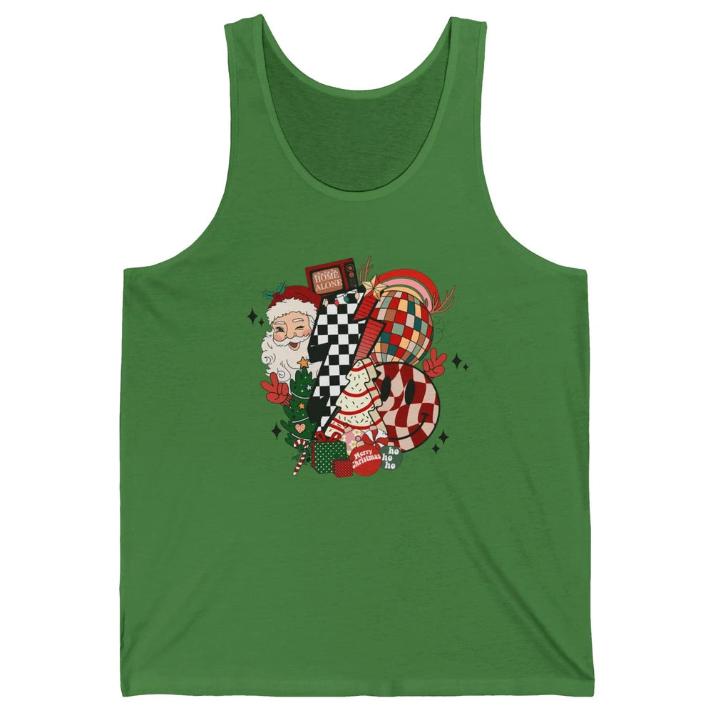 Retro Santa Christmas Tree Cake Lightning Bolt Western Unisex Jersey Tank