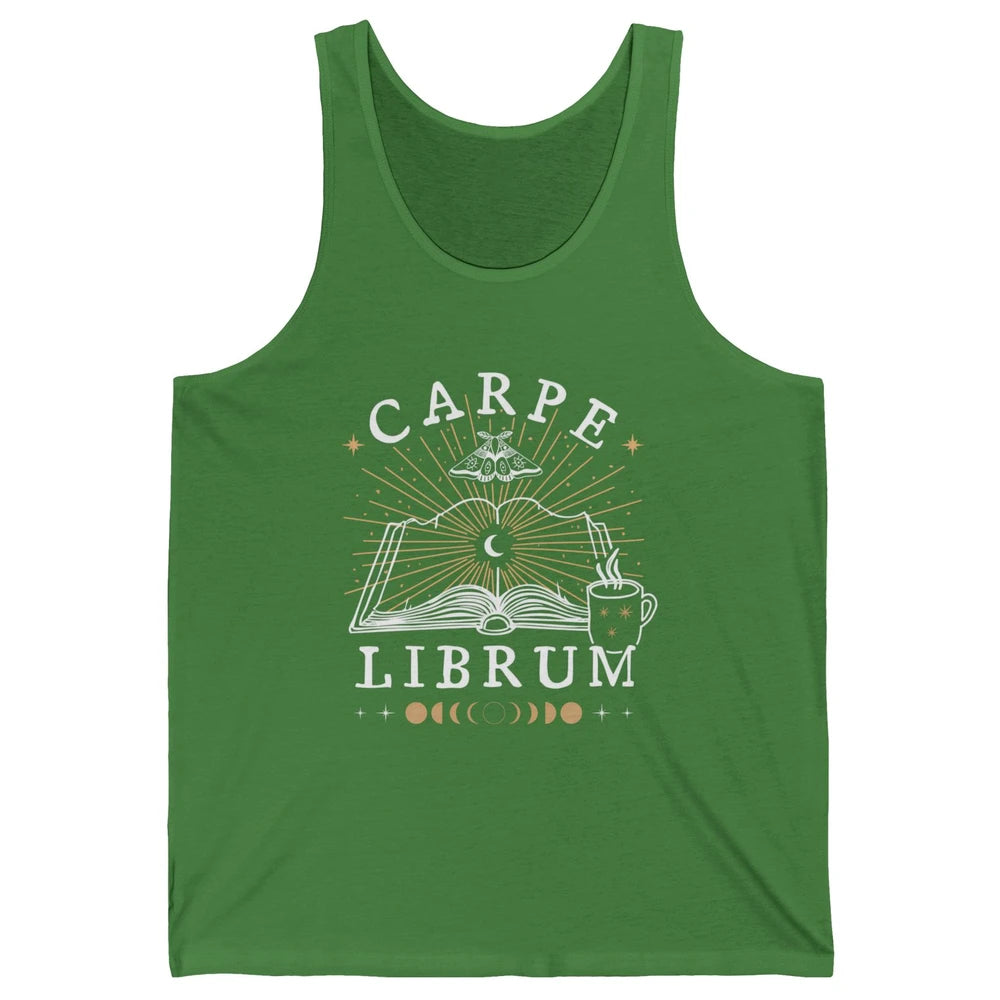 Carpe Librum Dark Academia Aesthetic Moth Book Witchy Gothic Unisex Jersey Tank