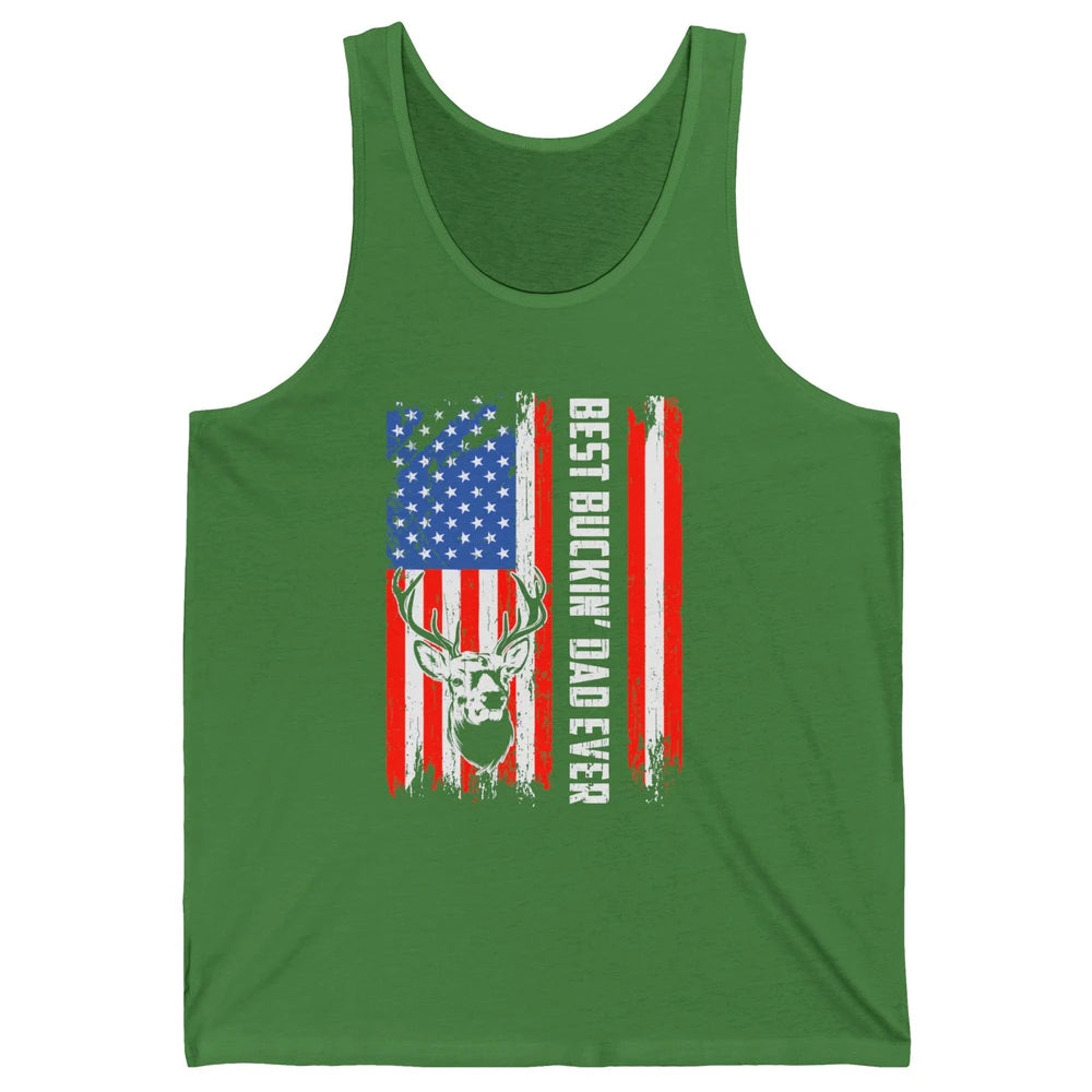 Best Buckin Dad Ever Deer Hunting Bucking US Flag Unisex Jersey Tank