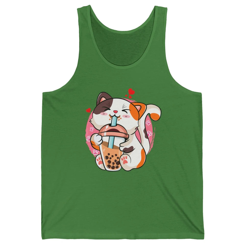 Boba Tea Cat Kawaii Cat Drink Milk Tea Kawaii Boba Cat Lover Unisex Jersey Tank