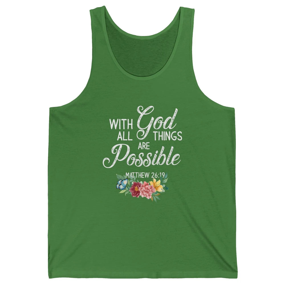 With God All Things Are Possible Jesus Christian Bible Verse Unisex Jersey Tank