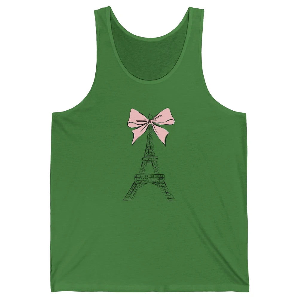 Voyager Floral Eiffel Tower Minimal Paris France Travel Girl Unisex Jersey Tank