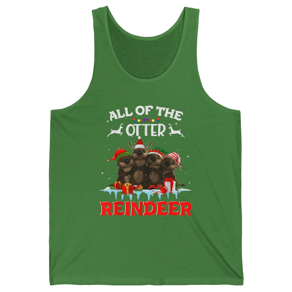 Merry Christmas All Of Otter Reindeer Funny Xmas Santa Hat Unisex Jersey Tank