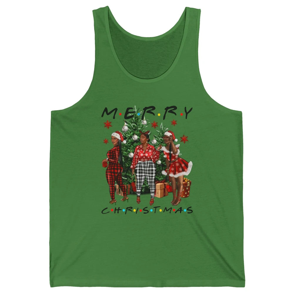 Merry Christmas African American Black Woman Xmas Afro Santa Unisex Jersey Tank