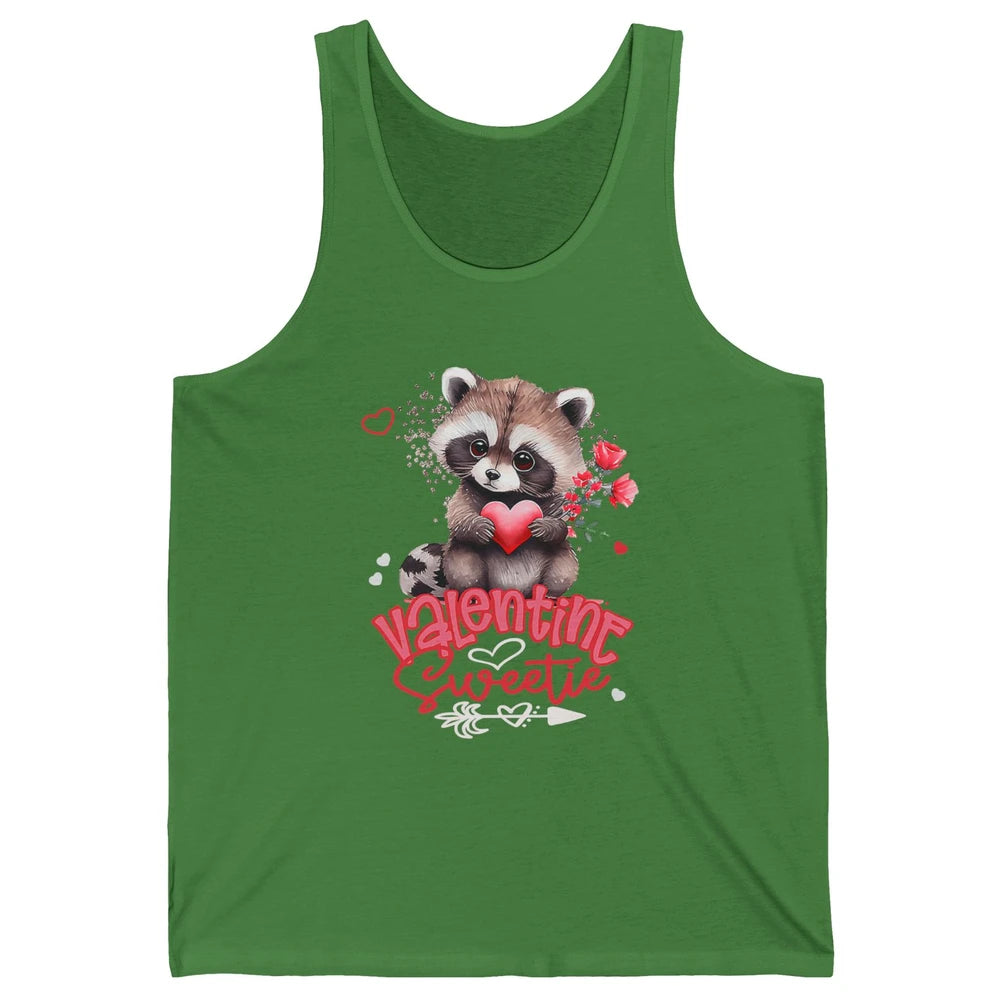 Adorable Baby Raccoon Cute Happy Valentine Sweetie Opossum Unisex Jersey Tank