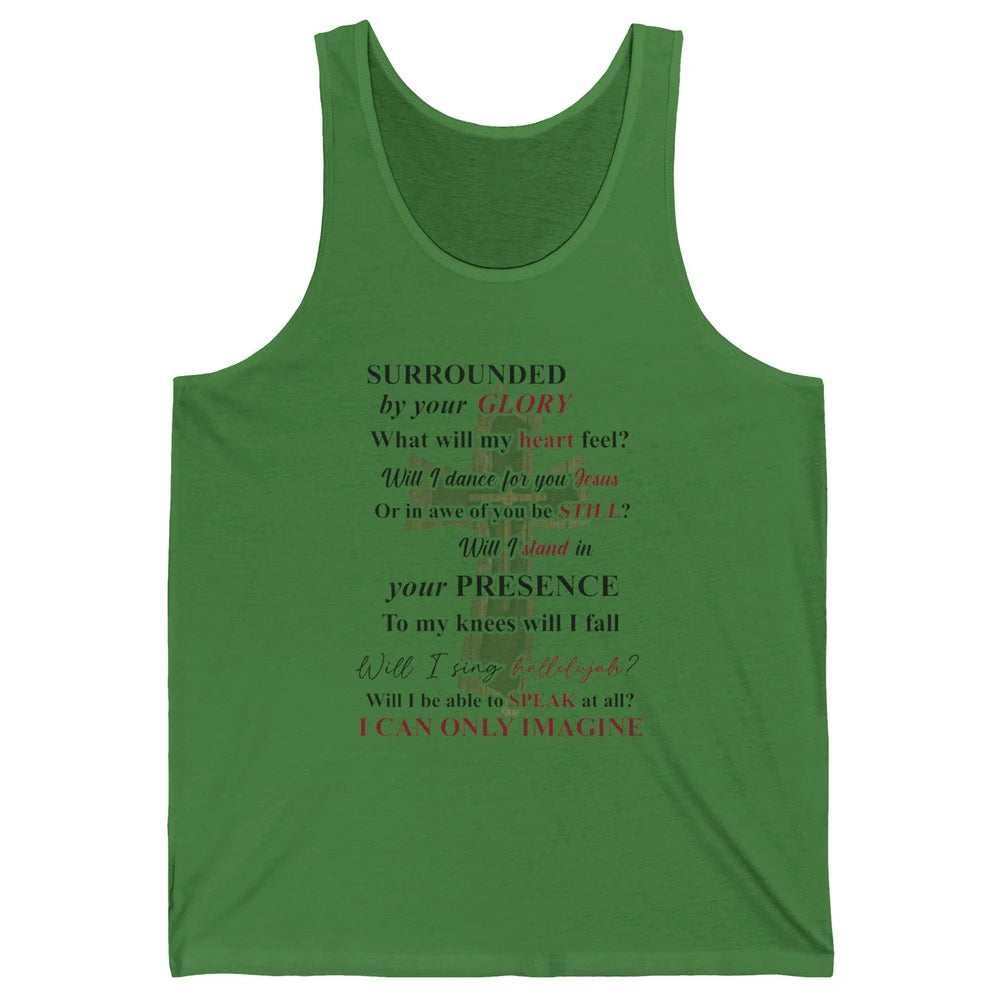 Wooded Jesus Cross Faith I Can Imagine Christian Religious Unisex Jersey Tank