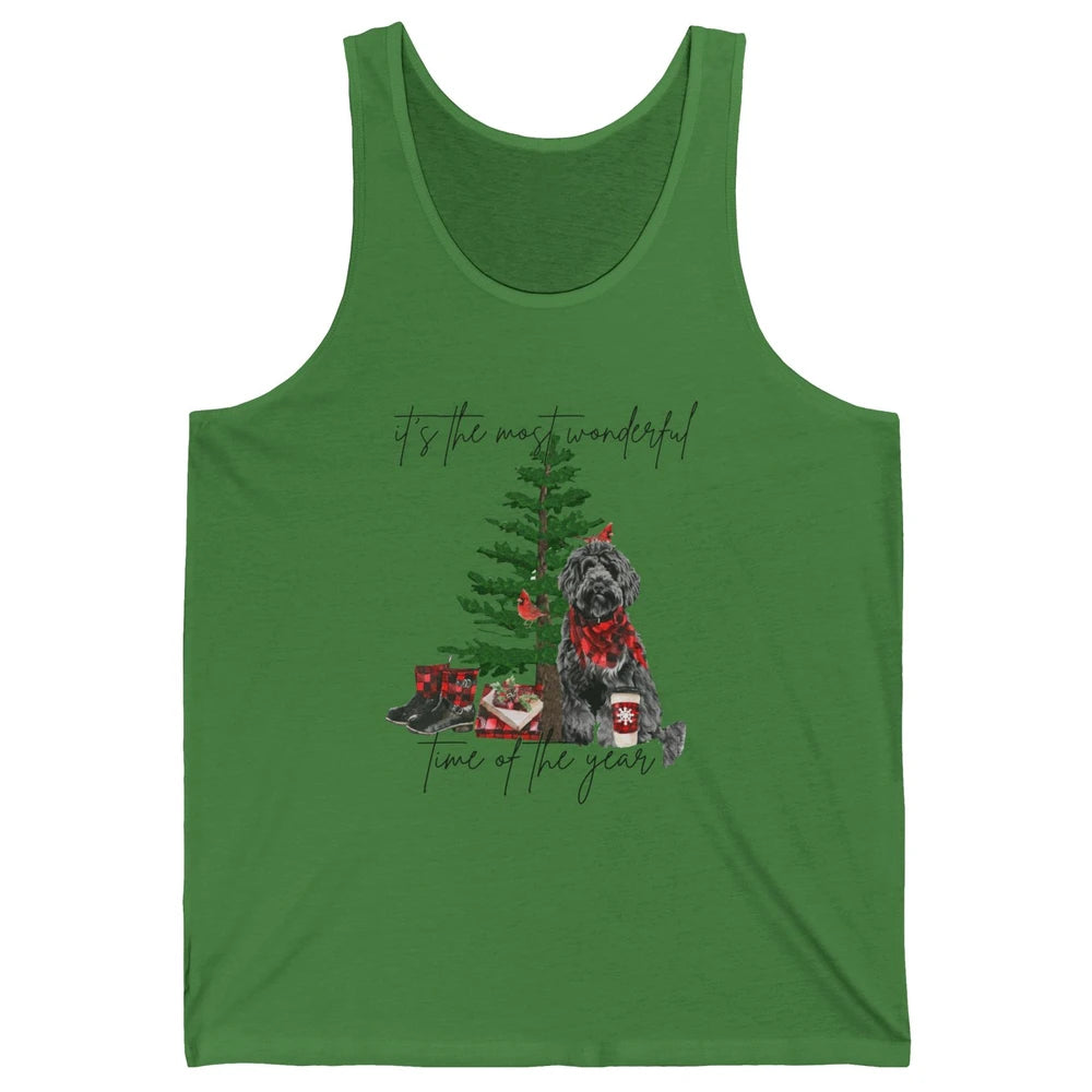 Black Golden Labradoodle Christmas Tree Most Wonderful Time Unisex Jersey Tank