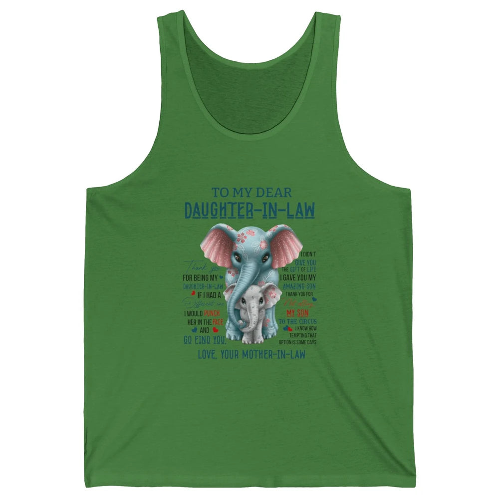 To My Dear Daughter In Law Love Mother In Law Cute Elephant Unisex Jersey Tank