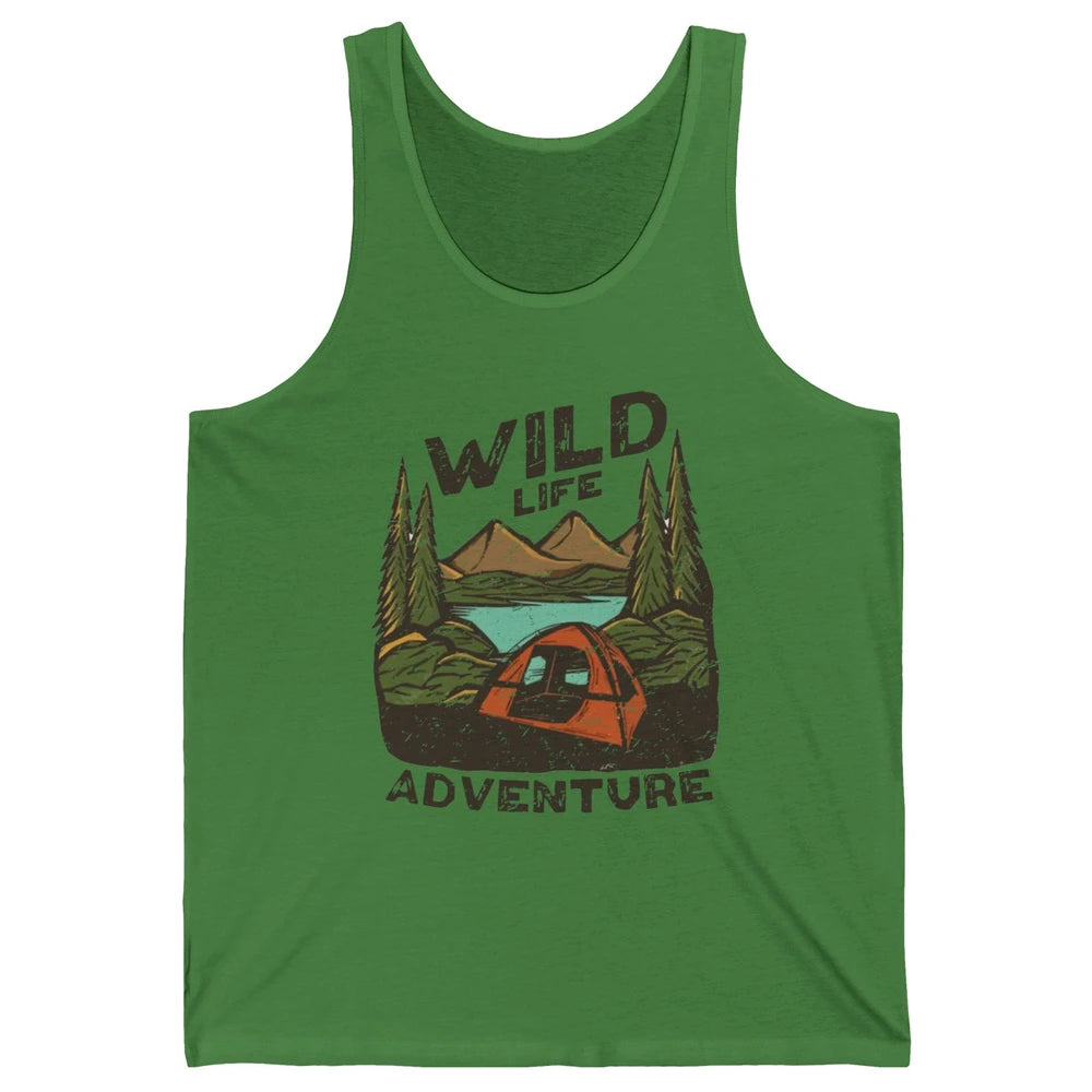 Wild Life Adventure Camping Mountain Wilderness Campfire Unisex Jersey Tank