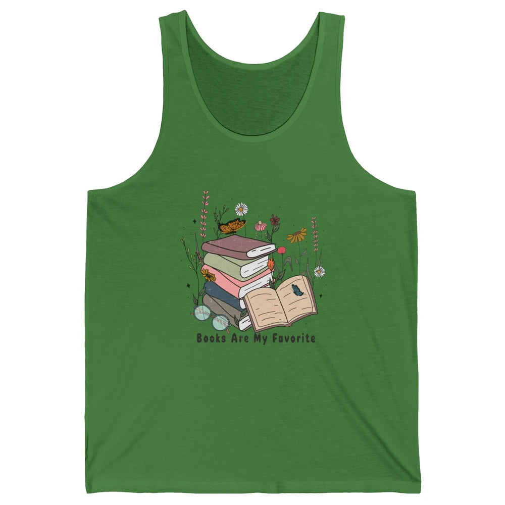 Vintage Books Are My Favorite Floral Bookish Reading Retro Unisex Jersey Tank