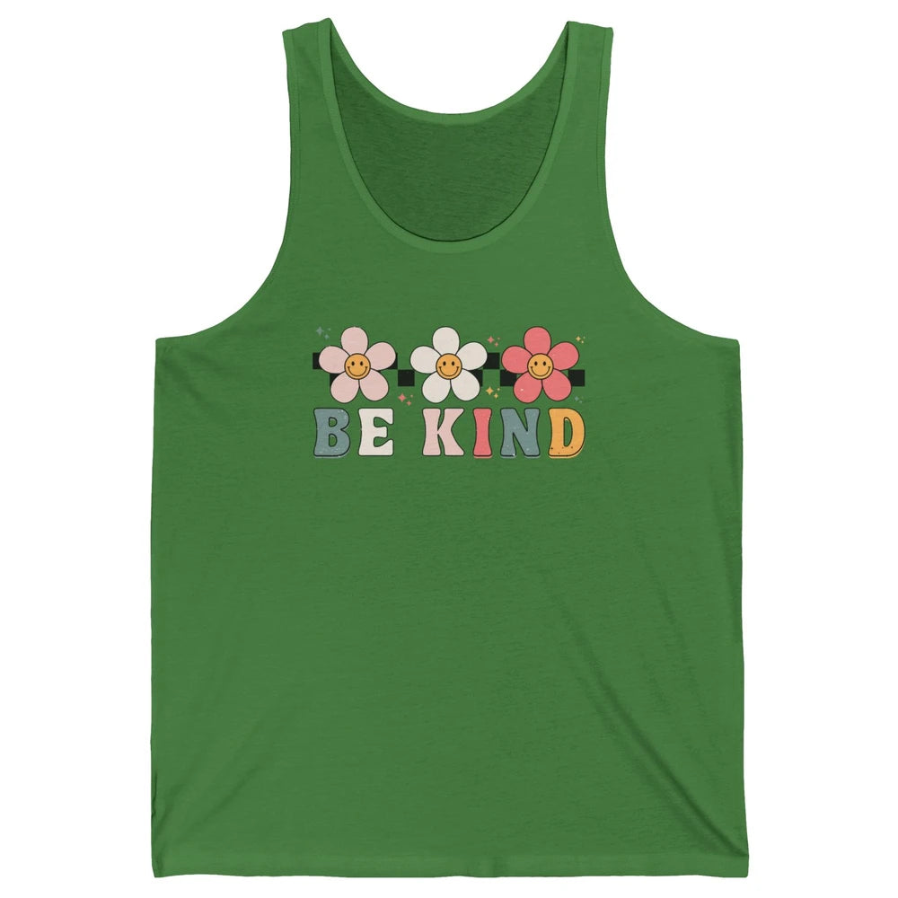 Be Kind Smiling Face Daisy Boho Mental Health Matter Retro Unisex Jersey Tank