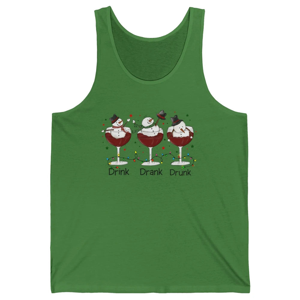 Funny Snowman Wine Christmas Drink Drank Drunk Christmas Unisex Jersey Tank