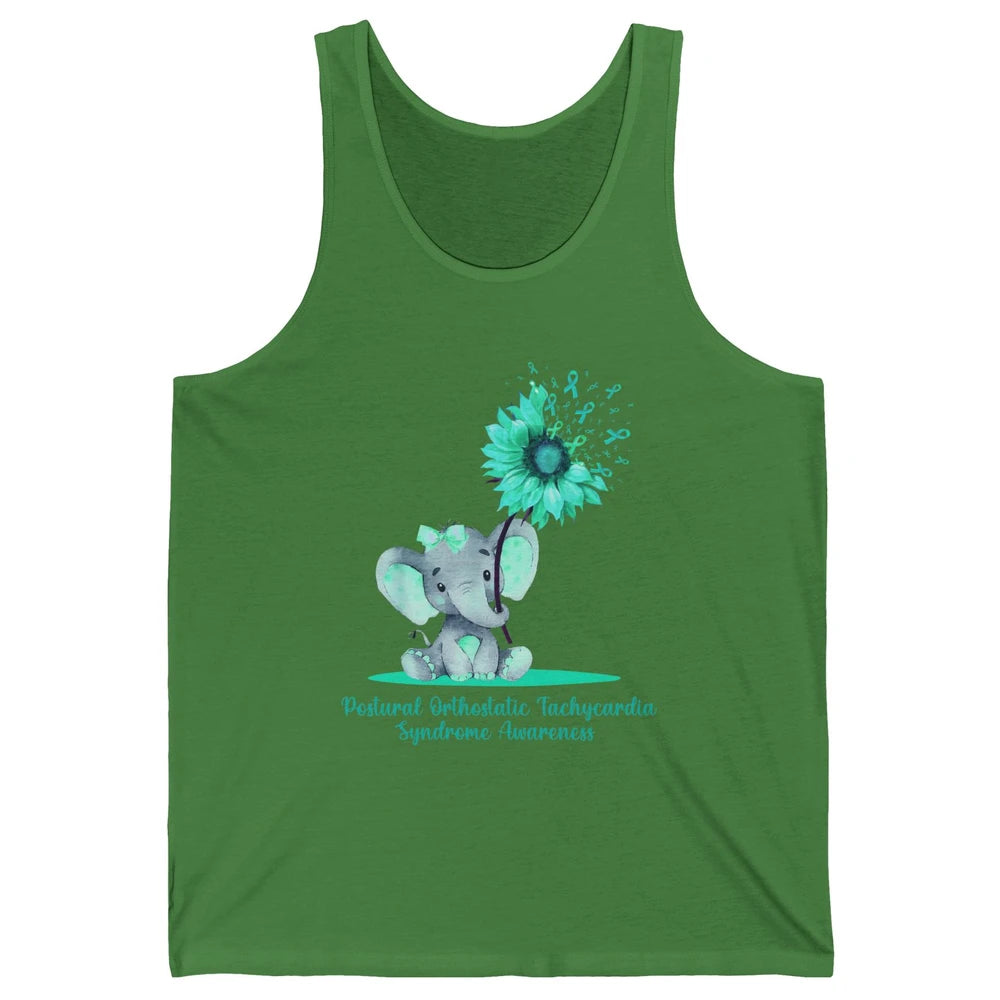 Sunflower Baby Elephant POTS Awareness Turquoise Ribbon Unisex Jersey Tank