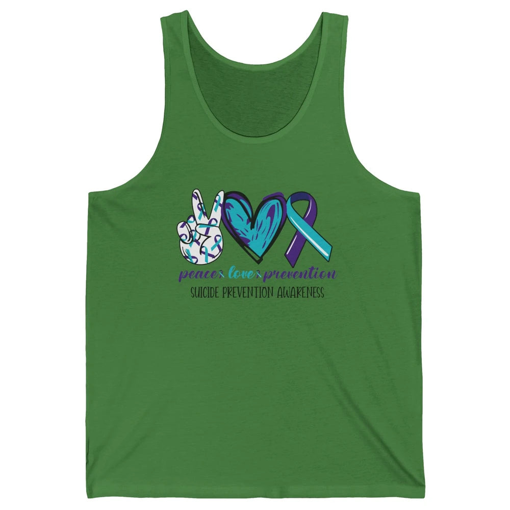 Suicide Prevention Awareness Ribbon Peace Love Prevention Unisex Jersey Tank