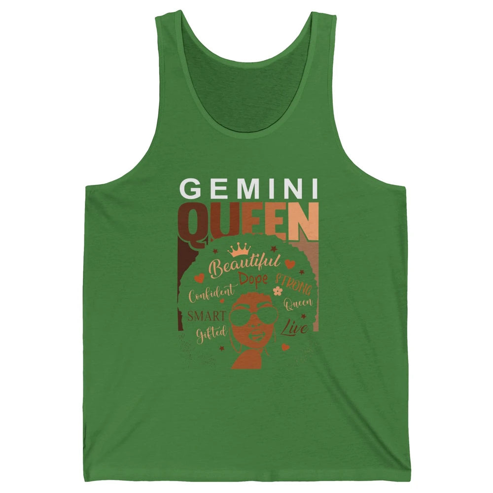 Afro Girl Melanin Gemini Queen Born in June Black Queen Gift Unisex Jersey Tank