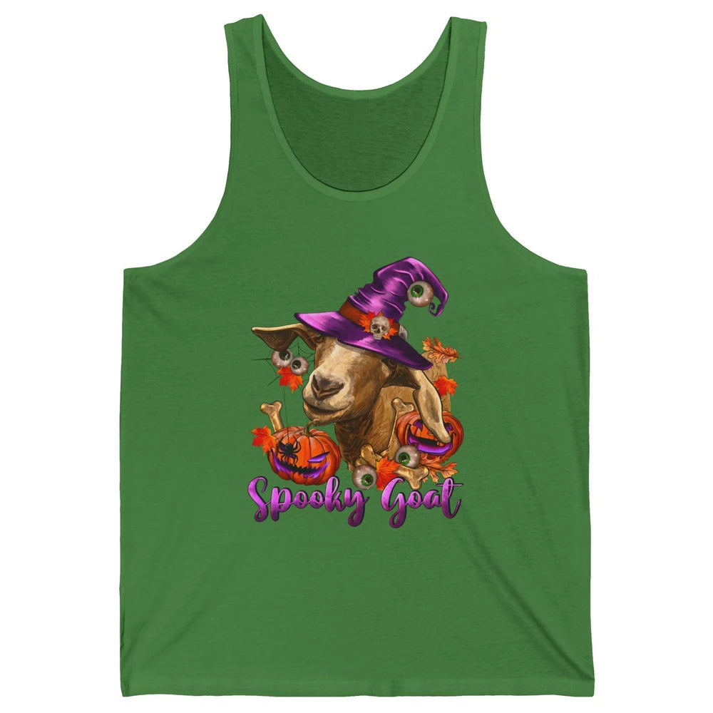 Funny Goat Witch Pumpkin Fall Leaves Halloween Goat Mom Unisex Jersey Tank