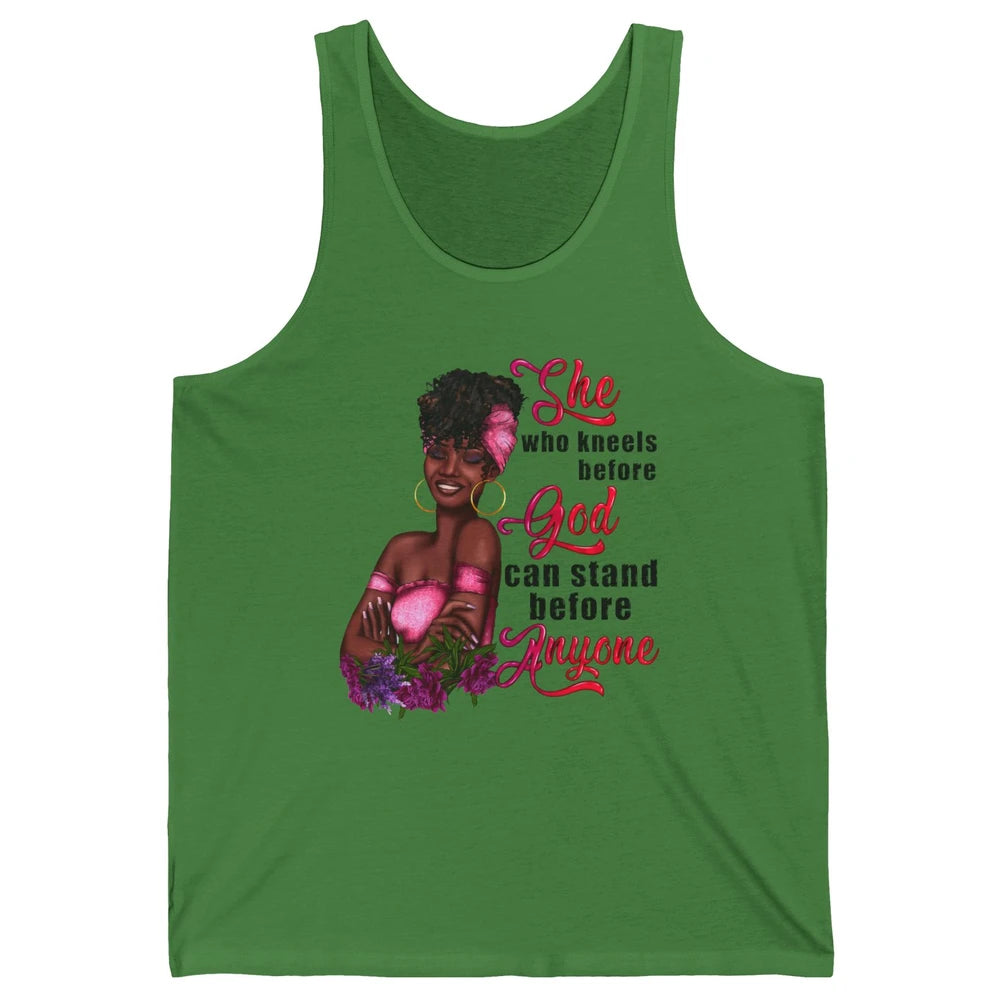 Black Girl She Who Kneels Before God Christian Afro Women Unisex Jersey Tank