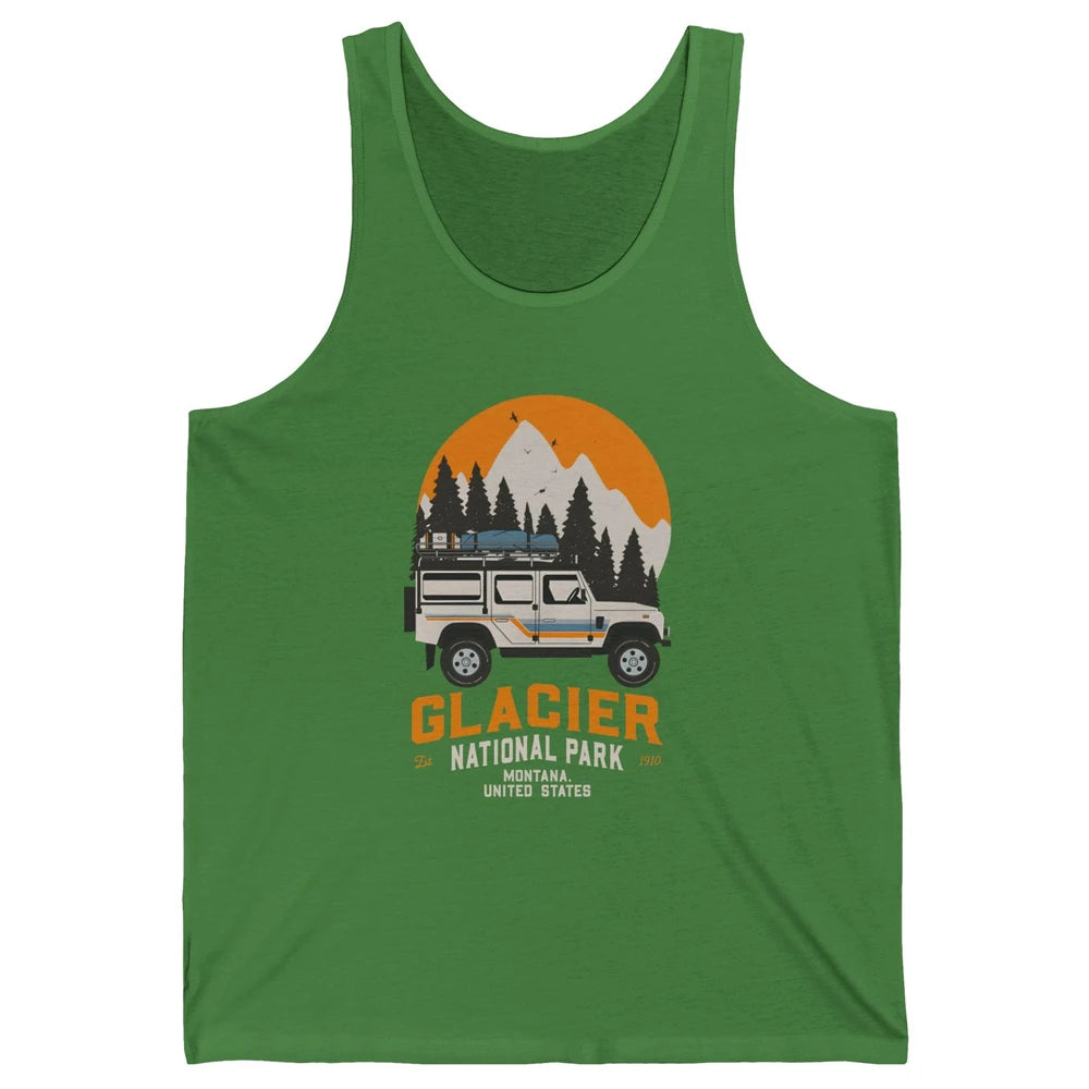 Vintage Glacier National Park Montana Road Trip Camping Unisex Jersey Tank