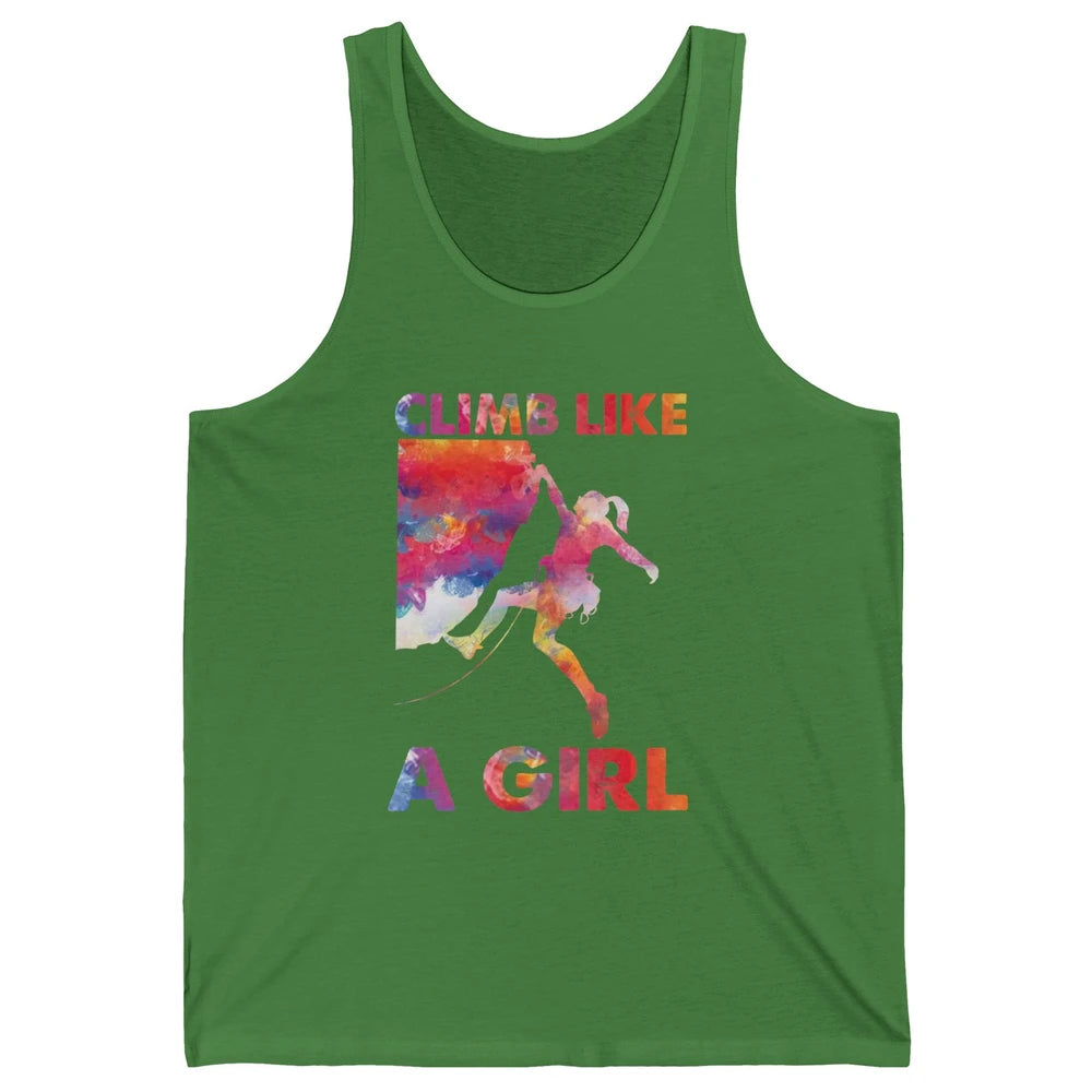 Rock Climbing Climb Like A Girl Watercolor Rock Climbers Unisex Jersey Tank