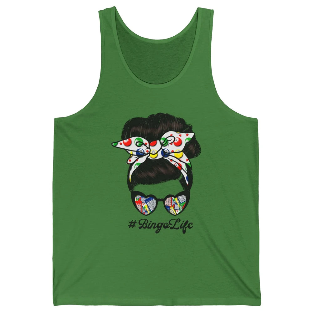 Bingo Life Messy Bun Bandana Gambling Lucky Bingo Player Unisex Jersey Tank