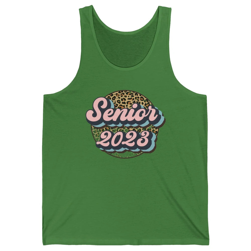 Retro Senior 2023 Leopard Back To School Western Graduation Unisex Jersey Tank