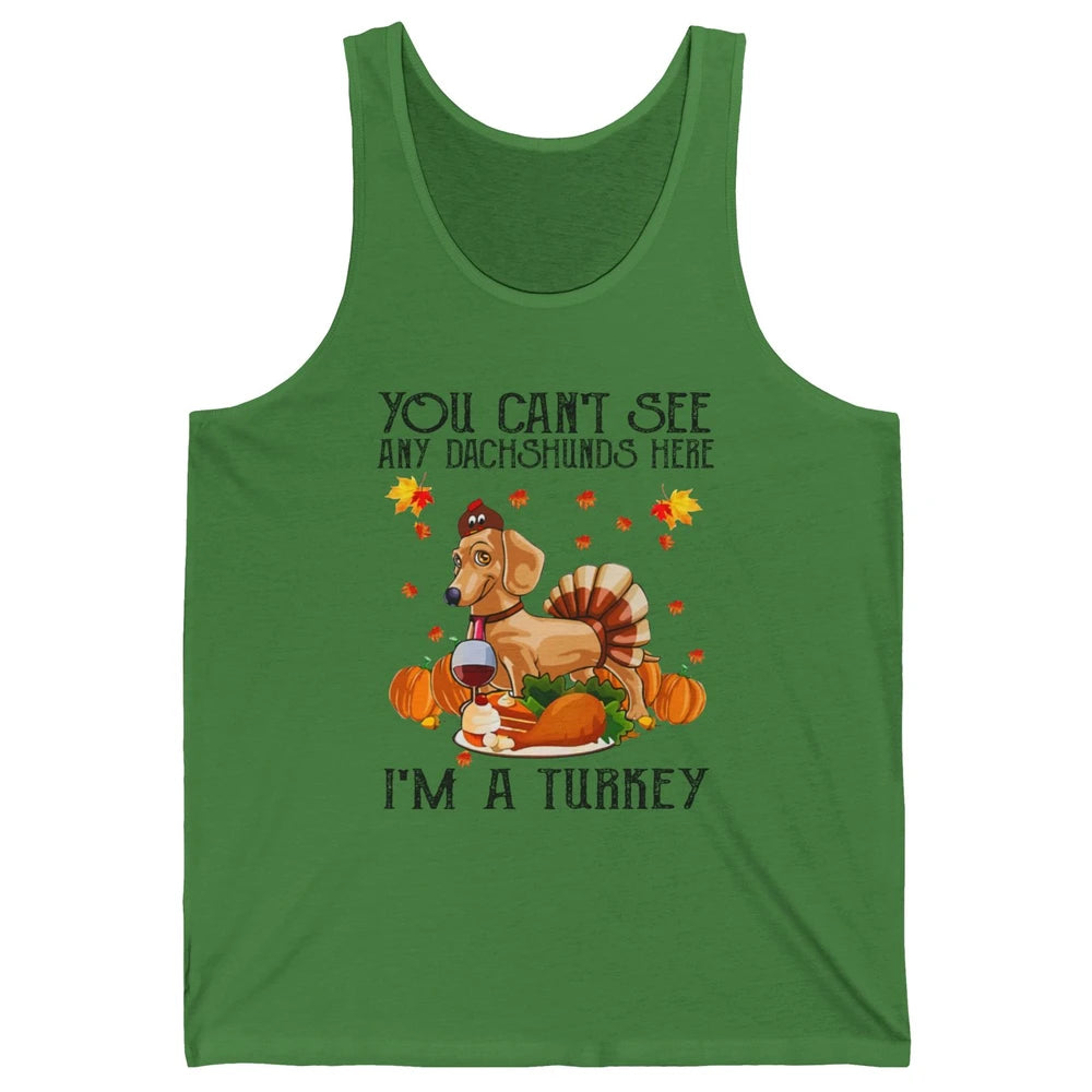 Funny Dachshund I'm A Turkey Happy Thanksgiving Fall Pumpkin Unisex Jersey Tank