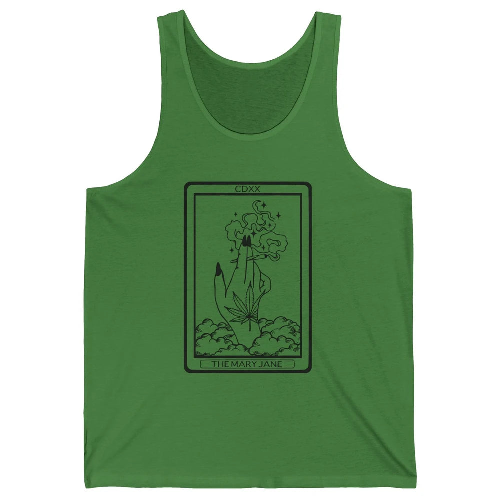 Vintage Weed Mary Jane Tarot Card Weed Smoker Smoking Lady Unisex Jersey Tank