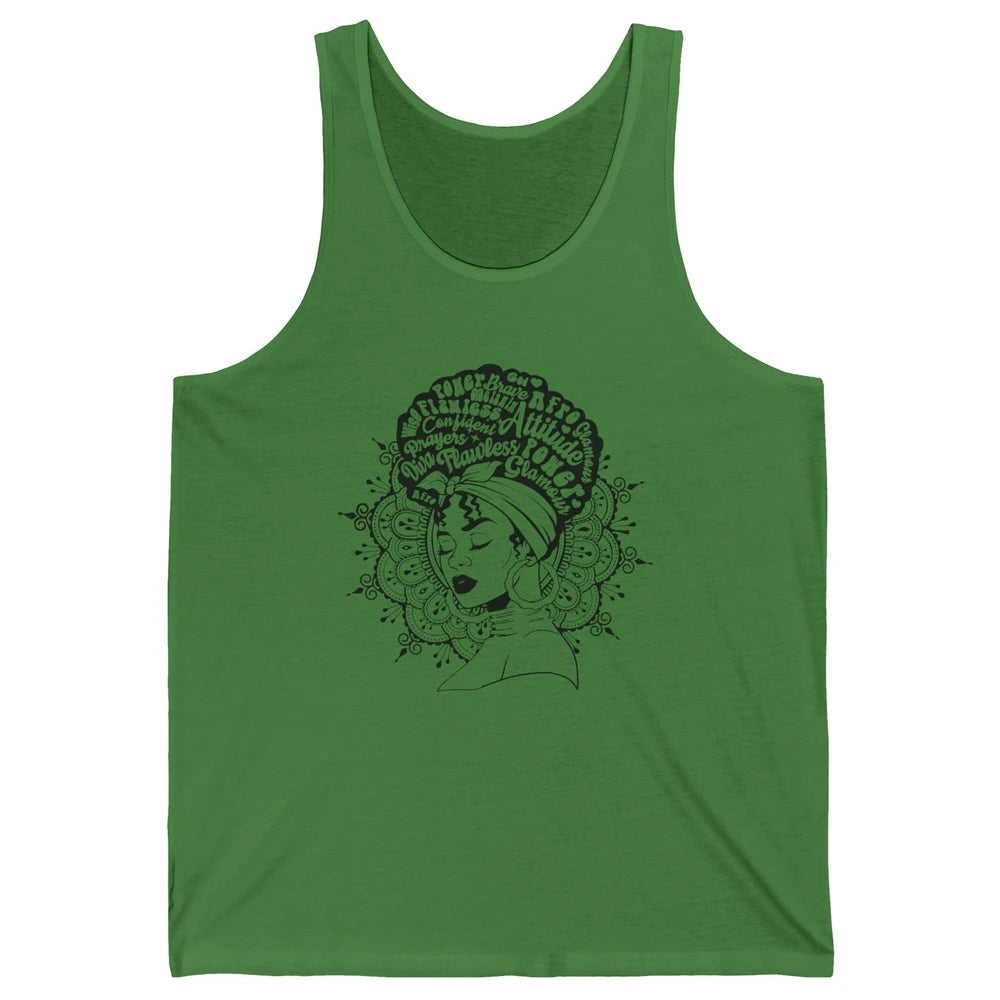 Afro Melanin Woman Turban Hair Quotes African American Woman Unisex Jersey Tank