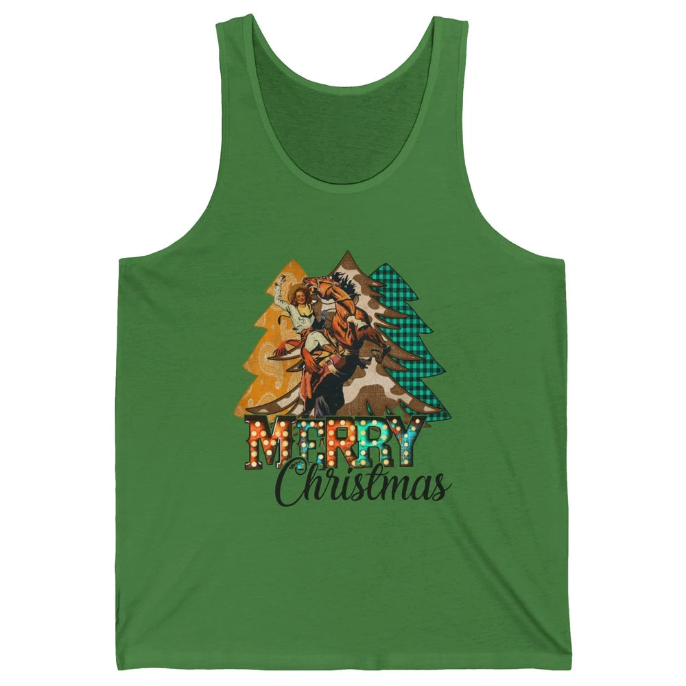 Rodeo Mom Cowgirl Christmas Tree Western Country Cowboy Gift Unisex Jersey Tank