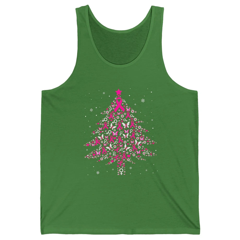 Breast Cancer Pink Ribbon Xmas Tree Breast Cancer Christmas Unisex Jersey Tank