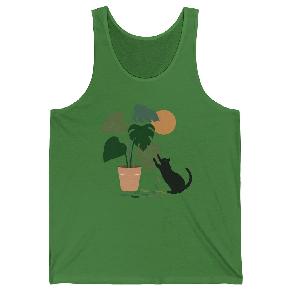 Black Cat And Plant The Making Of Monstera Garden Cat Lovers Unisex Jersey Tank