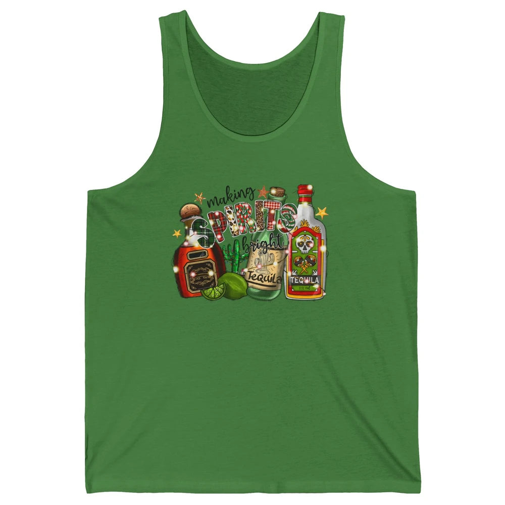 Making Spirits Bright Christmas Drinks Tequila Western Xmas Unisex Jersey Tank