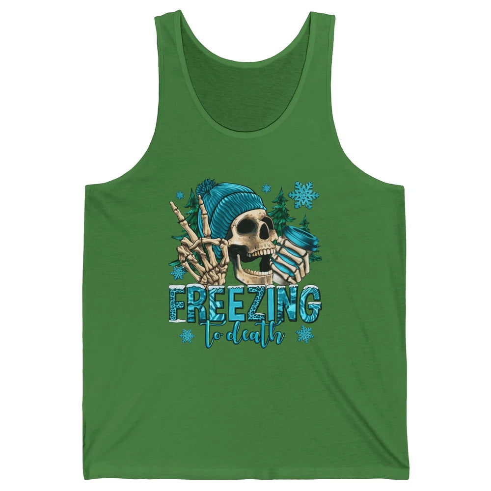 Funny Leopard Skull Freezing To Death Funny Christmas Winter Unisex Jersey Tank