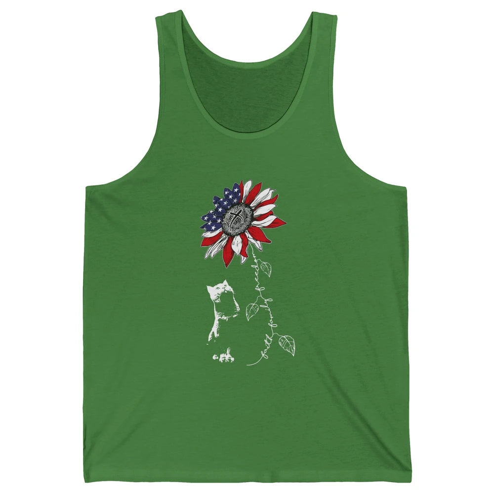 Cat Sunflower 4th Of July Patriotic Faith Family Freedom Unisex Jersey Tank