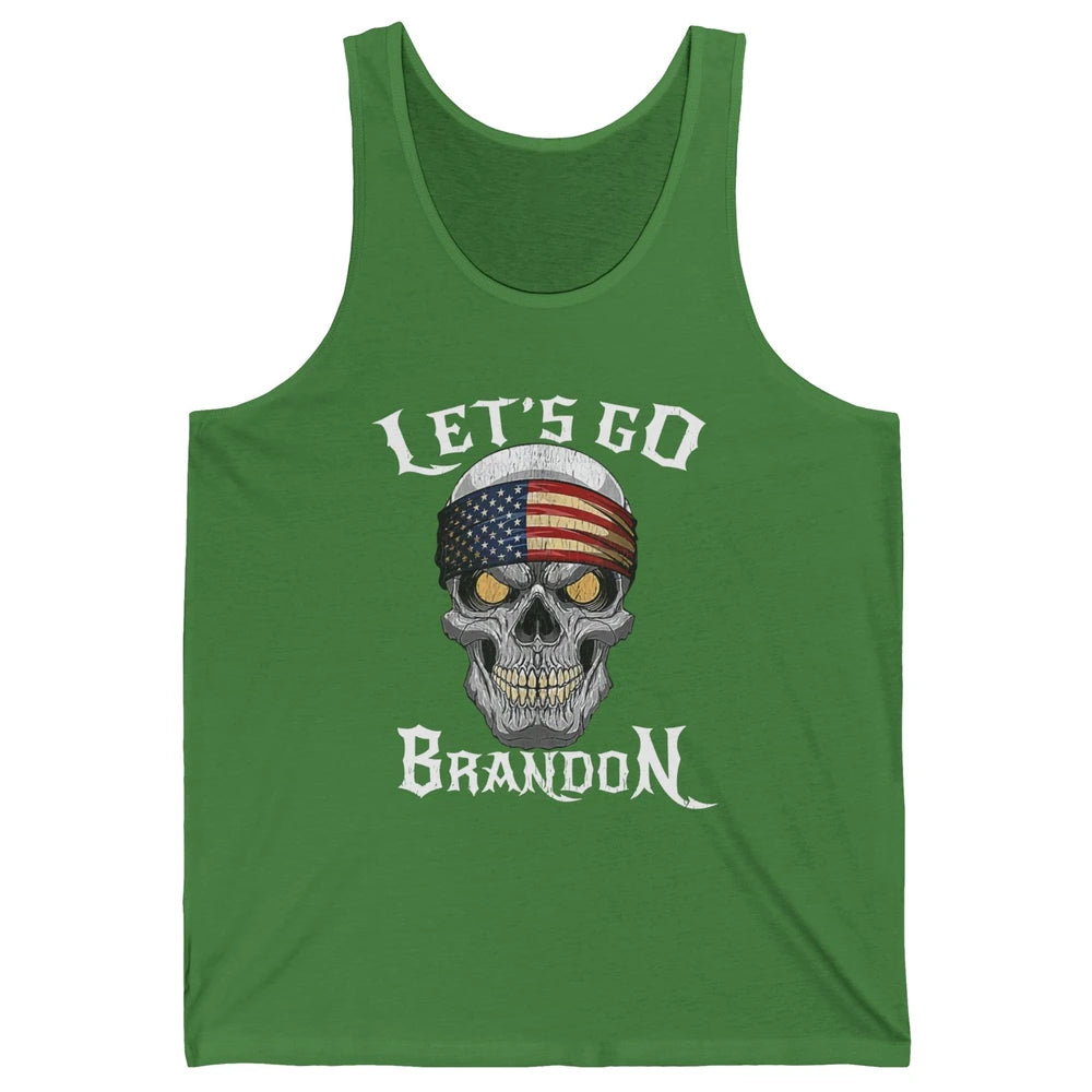 Retro Skull US Flag Let's Go Brandon Anti Biden Pro America Unisex Jersey Tank