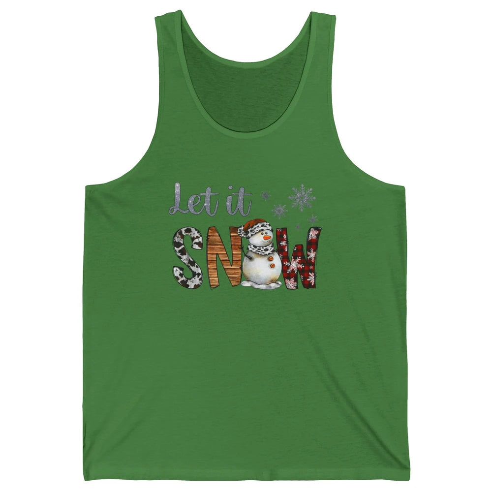 Leopard Snowman Let It Snow Snowflakes Western Christmas Unisex Jersey Tank