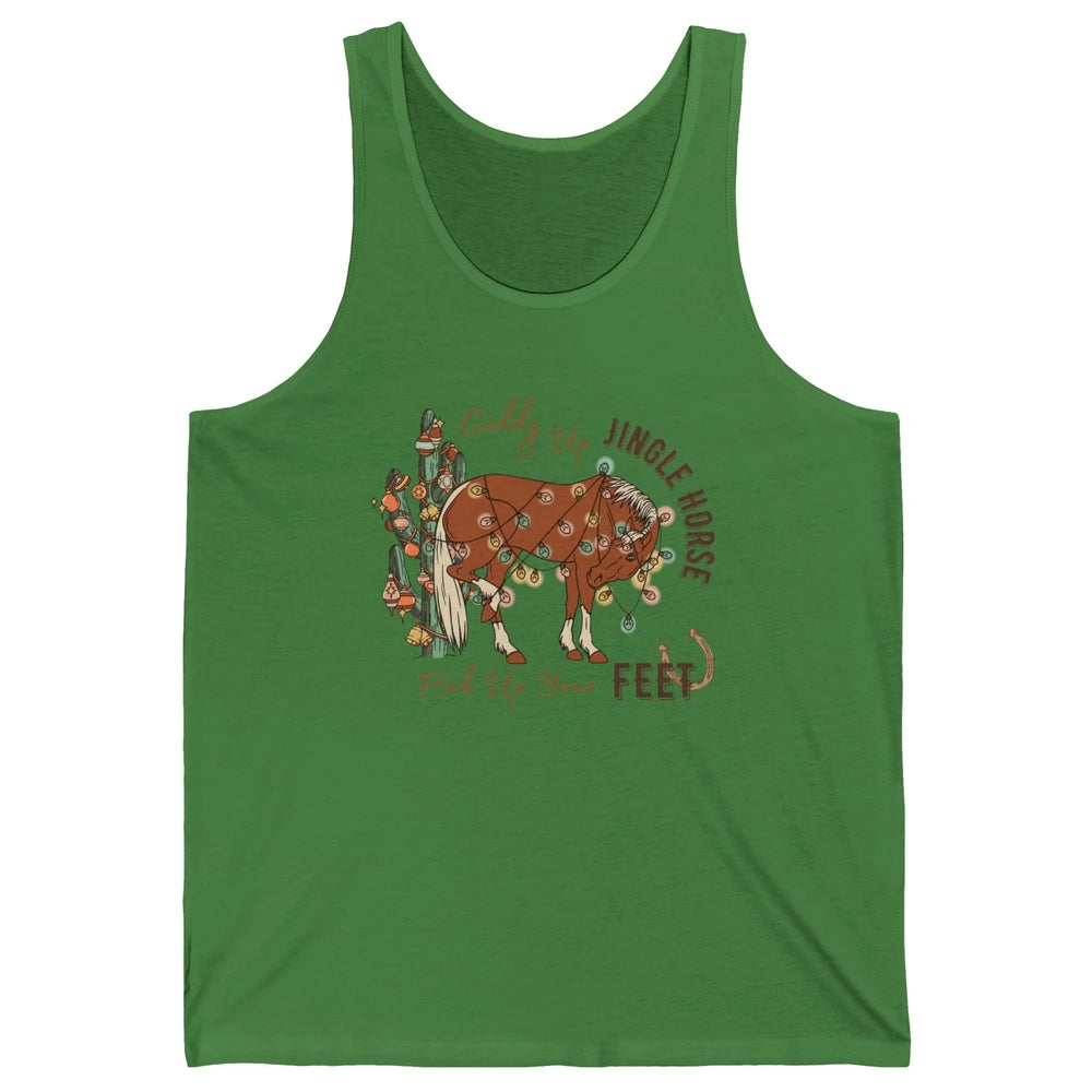 Giddy Up Jingle Horse Pick Up Your Feet Christmas Lights Unisex Jersey Tank