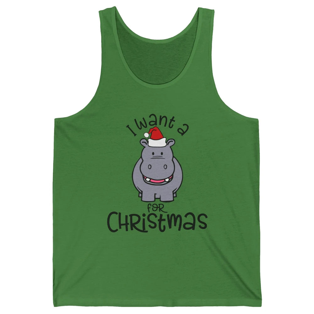 Funny I Want A Hippopotamus For Christmas Tree Hippo Santa Unisex Jersey Tank