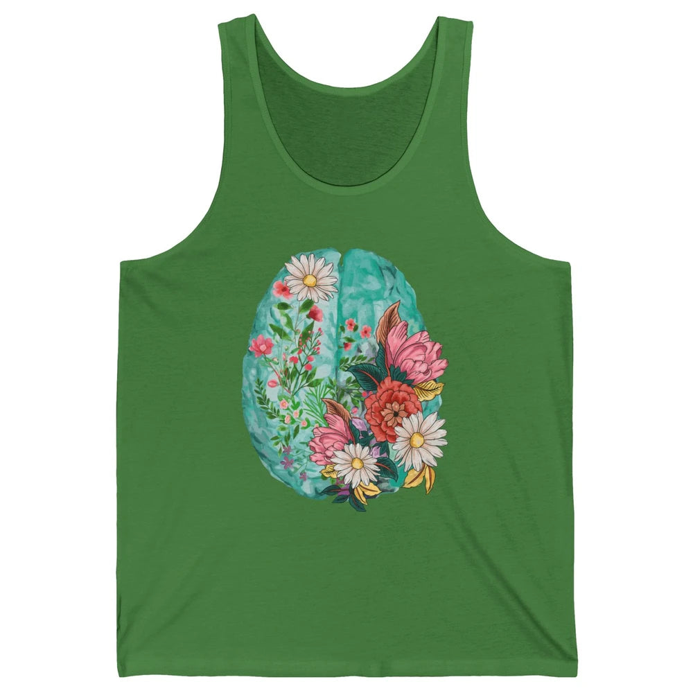 Wildflower Brain End The Stigma Floral Mental Health Matters Unisex Jersey Tank