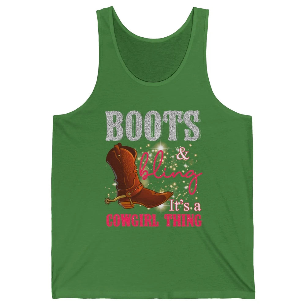 Western Country Cowgirl Thing Boots Bling Women Rodeo Cowboy Unisex Jersey Tank