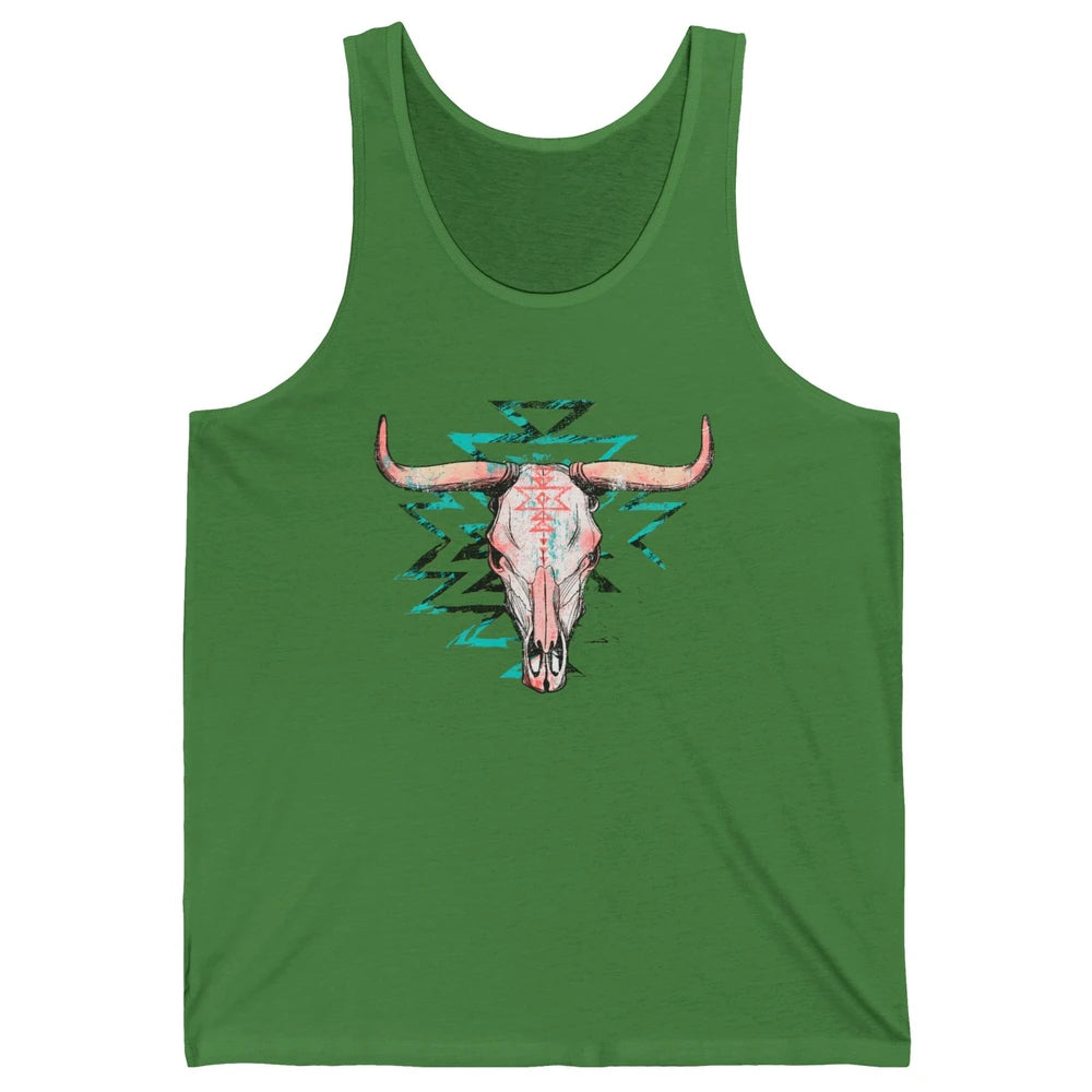 Boho Bull Skull Aztec Rodeo Desert Spirit Western Country Unisex Jersey Tank