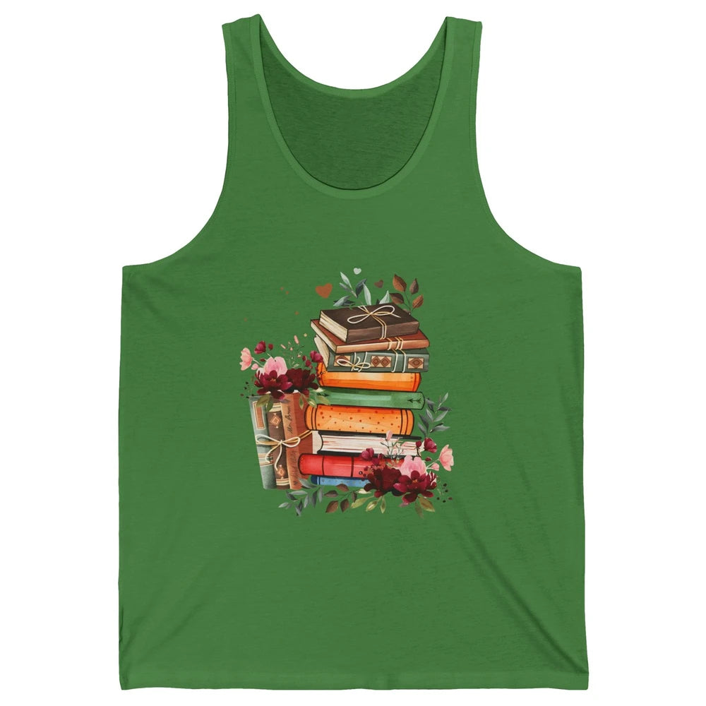 Books Floral Librarian Book Wildflower Bookworm Book Lovers Unisex Jersey Tank