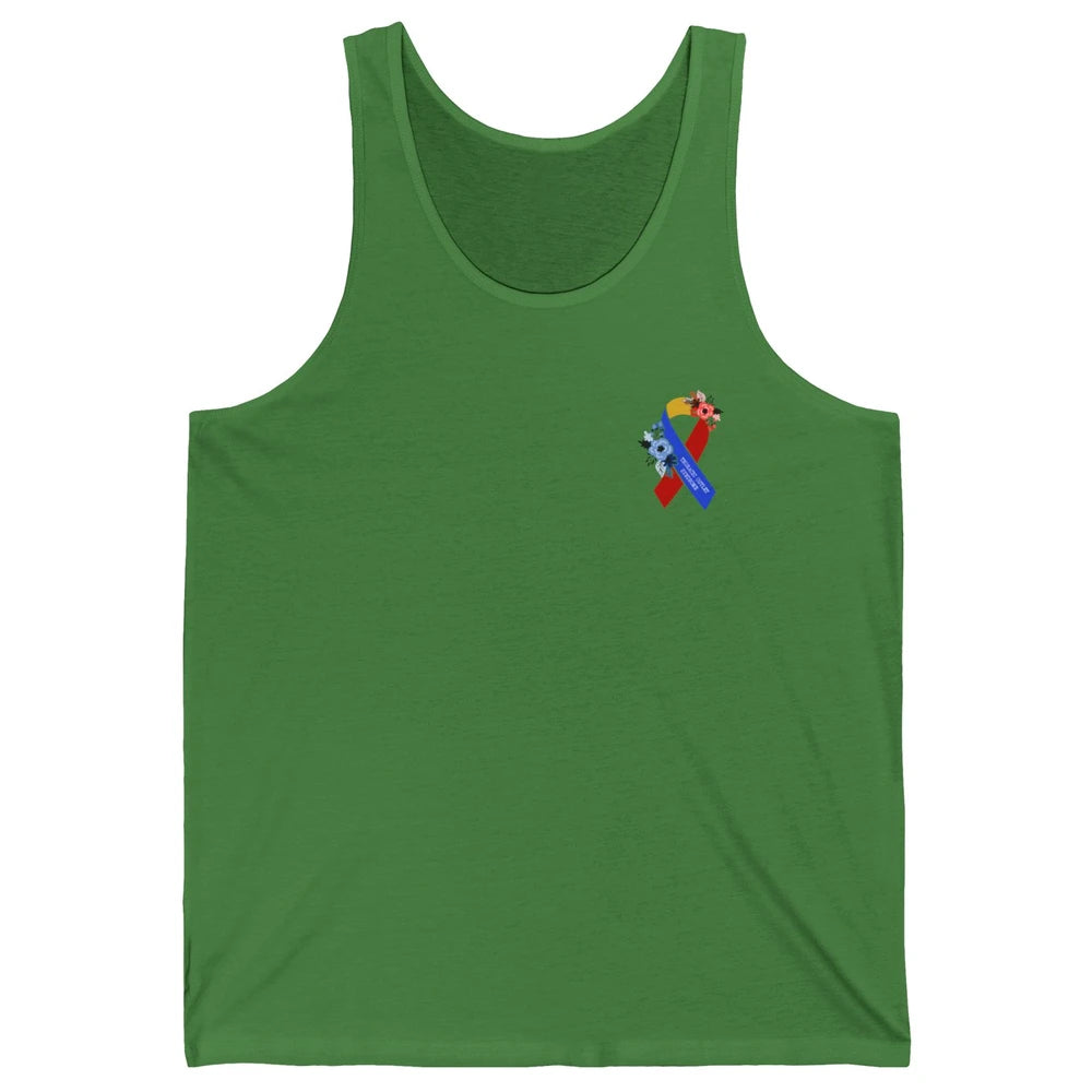 Thoracic Outlet Syndrome Awareness Floral Blue Red Ribbon Unisex Jersey Tank