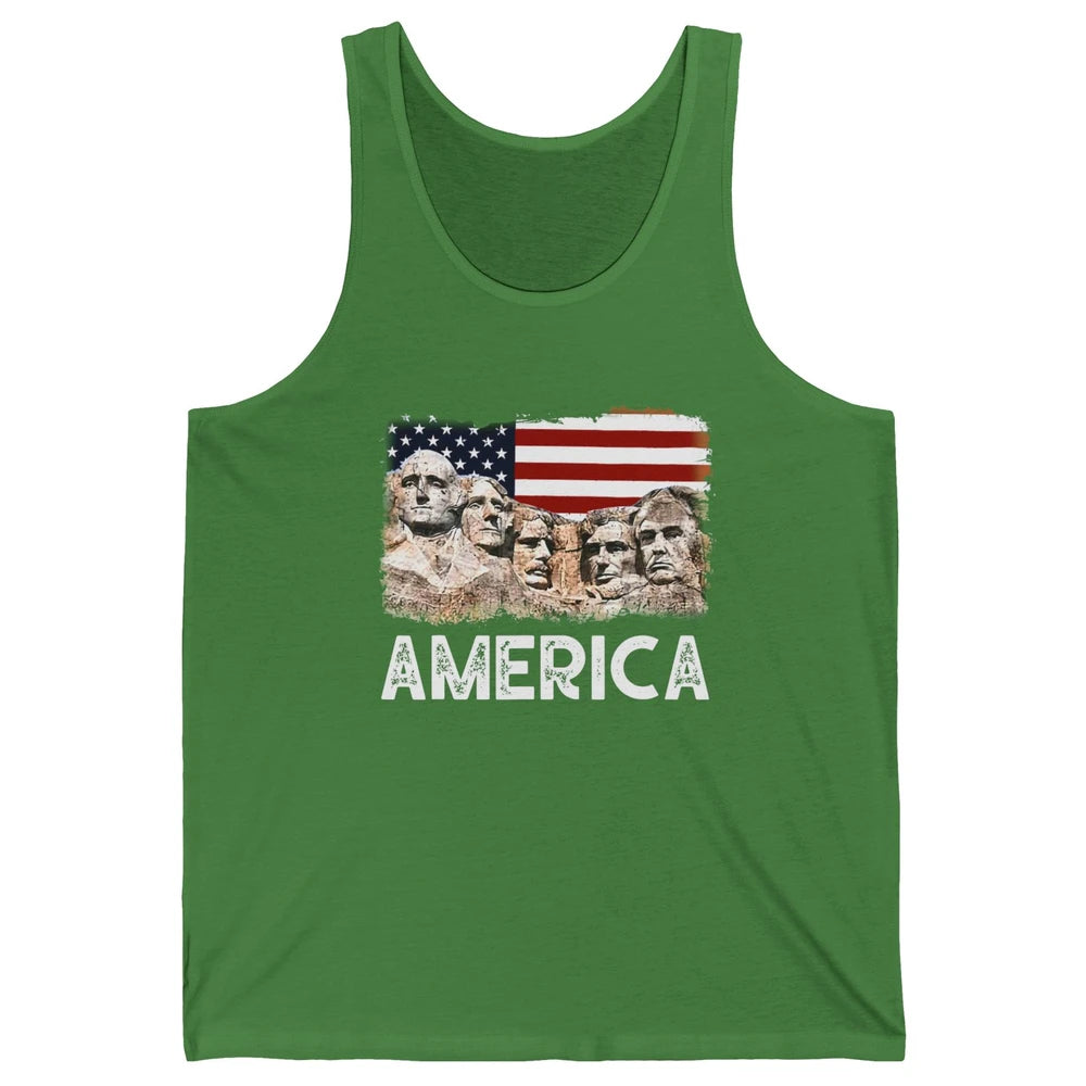 Trump US Presidents 45th Rushmore Mount US Flag 4Th Of July Unisex Jersey Tank