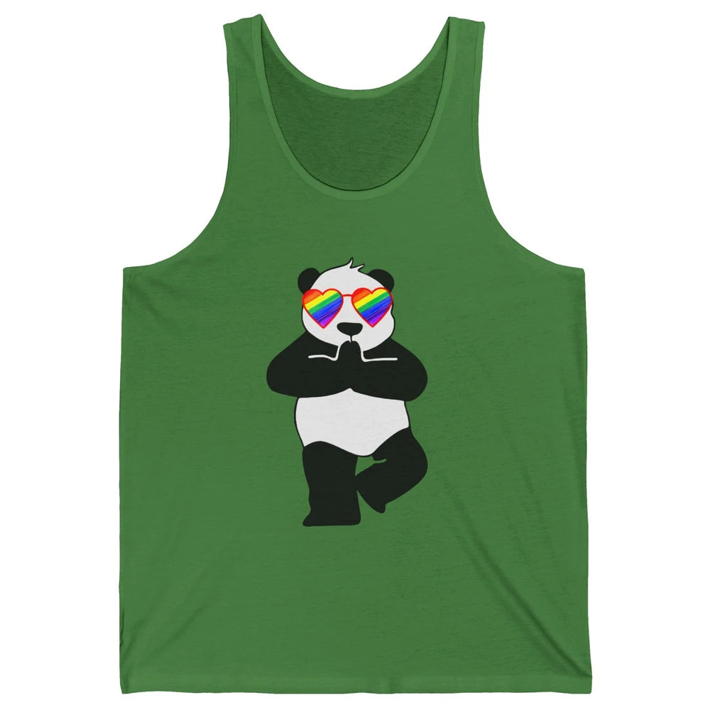 Yoga Panda LGBT Gay Pride Month Rainbow Sunglasses Love Unisex Jersey Tank