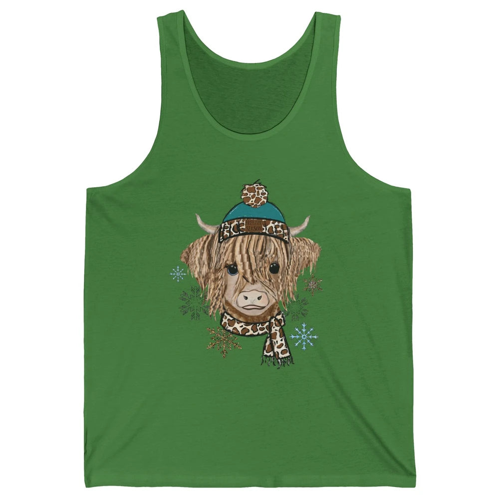 Baby Highland Cow I'm Freaking Freezing Christmas Winter Unisex Jersey Tank