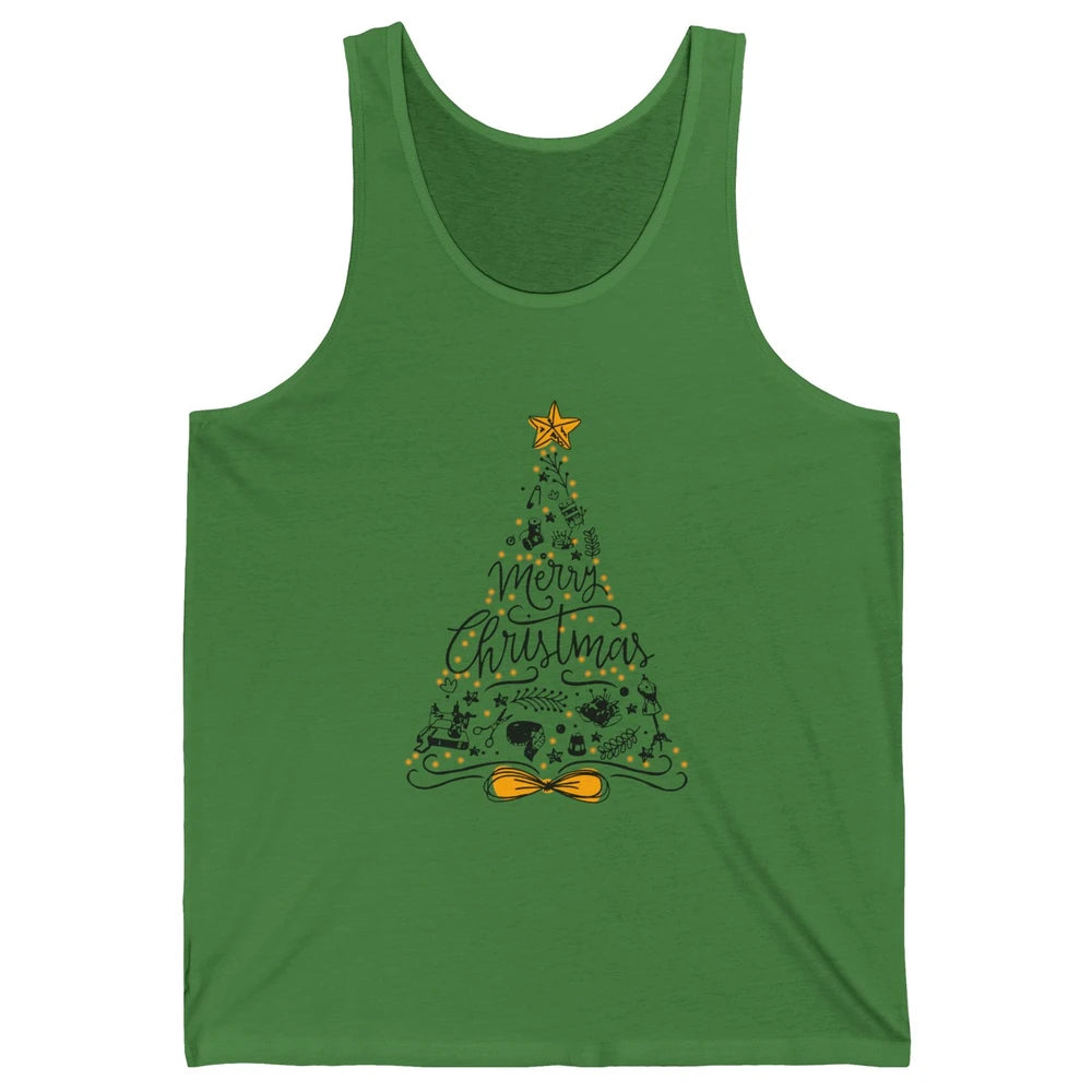 Funny Sewing Merry Christmas Tree Quilting Symbols Christmas Unisex Jersey Tank