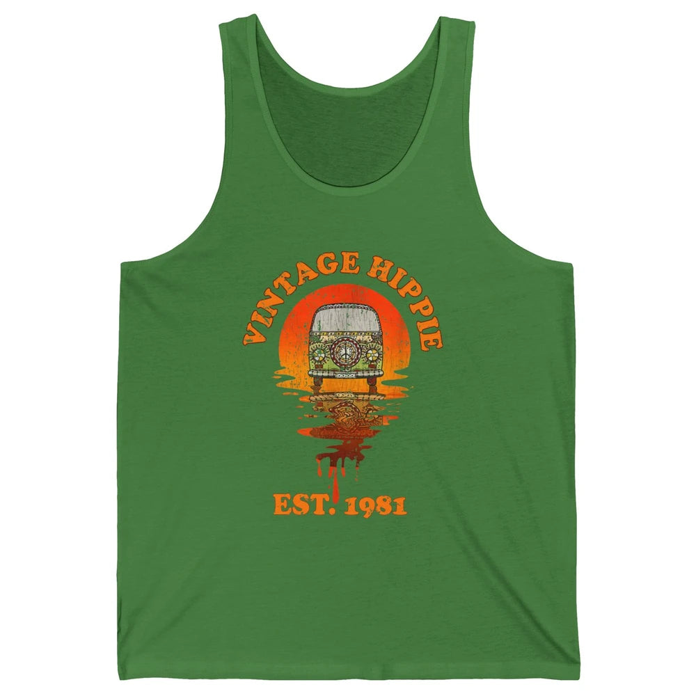 Vintage Hippie 1981 40th Birthday Hippie Van Peace Lovers Unisex Jersey Tank