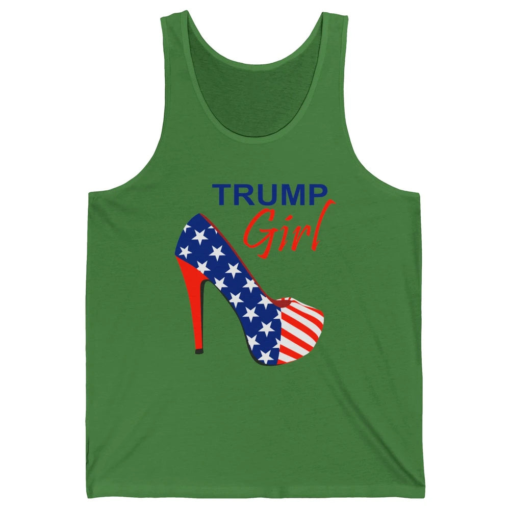 Trump Girl American Flag High Heels Republican Trump Support Unisex Jersey Tank