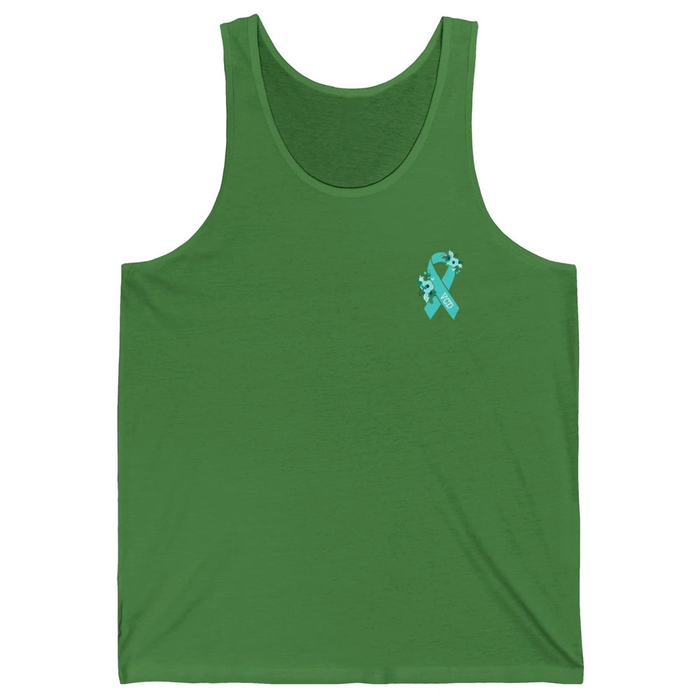 Vocal Cord Dysfunction Awareness Floral Teal Ribbon Rainbow Unisex Jersey Tank